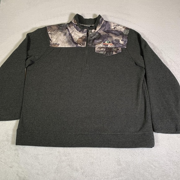 Mossy Oak Other - Mossy Oak Sweatshirt Mens XL Gray‎ Green Mock Neck 1/4 Zip Fleece Camo Pullover
